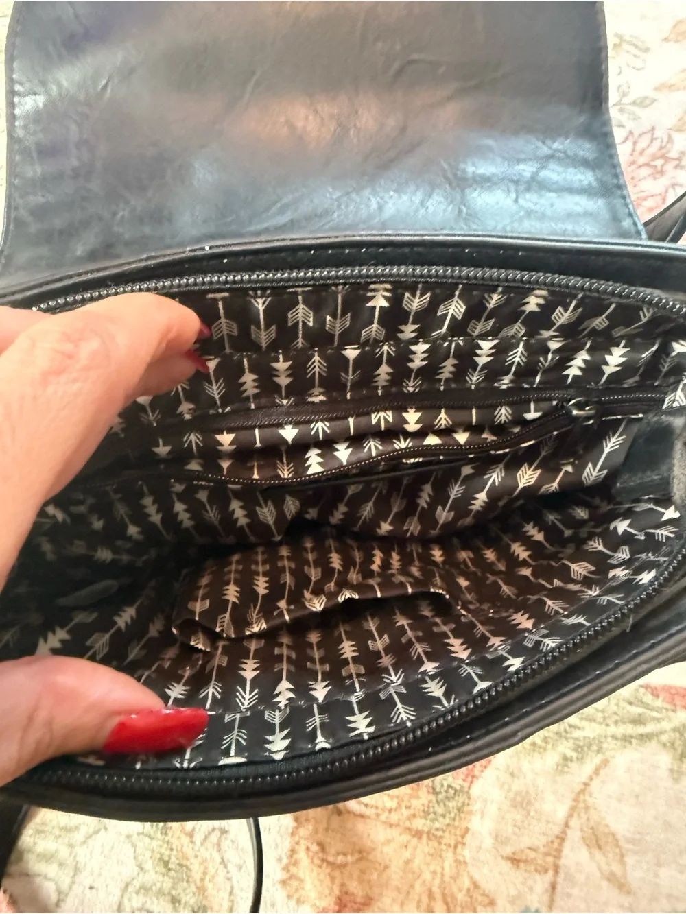 Black Braided Flap Crossbody Bag with Tassel